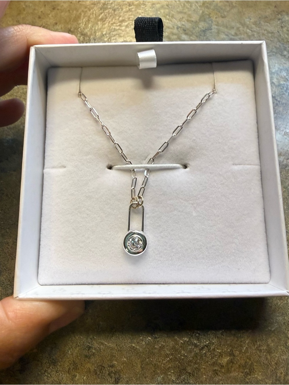 OAK AND LUNA Minimalist Silver-Tone Round Bezel Drop Necklace with Clear Crystal